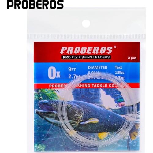 10 Pieces PRO BEROS Tapered Leader Fly Fishing Line 9FT 0X-6X Nylon Fly Fishing Leader Clear Color