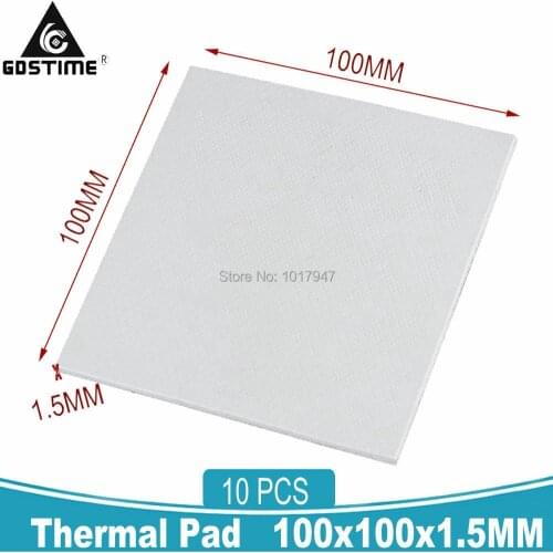 10 Pieces LOT 100x100x1.5mm GPU CPU IC Heatsink Cooling Thermal Conductive Silicone Pad 1.5MM