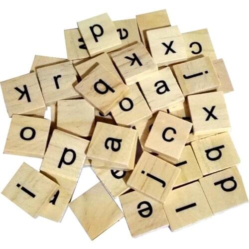 100 Unvarnished Wooden puzzle Tiles Letter Alphabet Crafts Scrapbooking