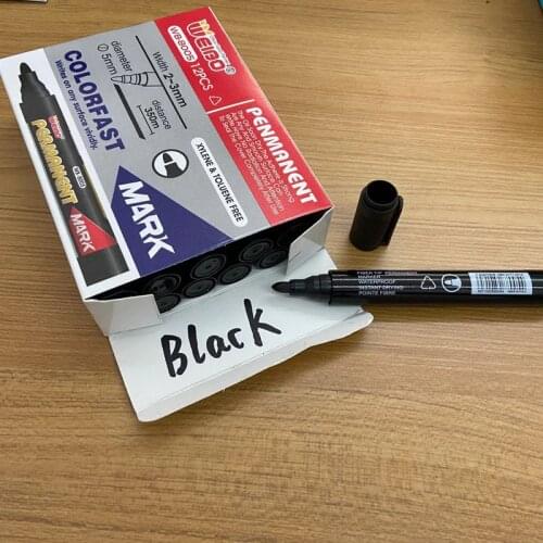 12 pcs/set black Marker Pen Waterproof CD Metal Permanent Paint Marker Graffti Oily Marca sin desvanecimiento marker Stationery