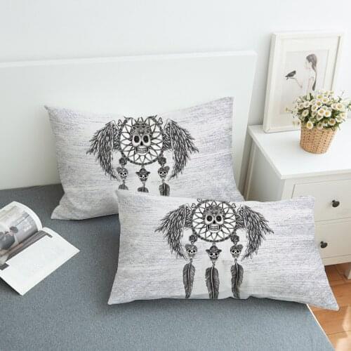 2pcs/set Bed Pillowcase Cover for Beding Print Soft 50cmx75cm / 50cmx90cm Can Customs Made Grey Skull