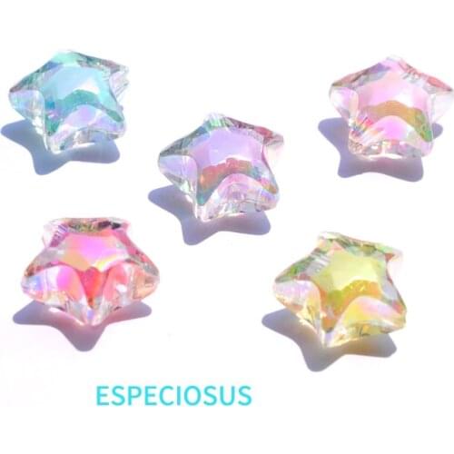 DIY jewelry Accessory glittering Transparent Acrylic Beads 19MM Pentagram Beads With Mix Color Plated handcraft Findings 20PCS