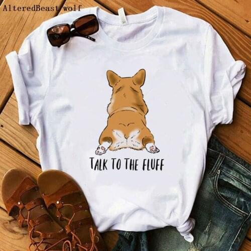 2020 Take To The Fluff Summer Female T-shirt Harajuku Kawaii Corgi T Shirt Woman Fashion Streetwear Animal Print Tshirt Tops