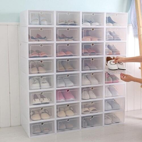 3pcs/lot Fashion Shoes Rack Foldable Transparent Shoes Storage Box DIY Moisture Proof Shoes Organizer Case