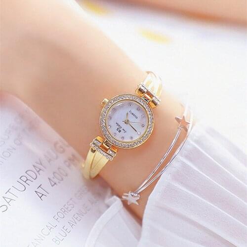 Bs Small Dial Ladies Wrist Watches Luxury Brand Crystal Dress Women Watches gold Simple Female Wristwatch Montre Femme 2020