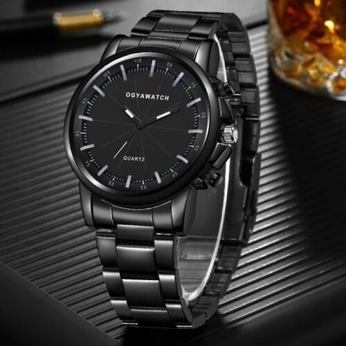 Luxury New Business Mens Watch Fashion Quartz Relogio Masculino Watches Black All Steel Clock Erkek Kol Saati High Quality