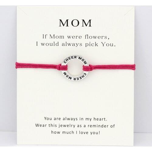 Cheerleader Cheer Mom Baseball Softball Basketball Soccer Hockey Volleyball Sports Charm Card Bracelets Women Men Jewelry Gift