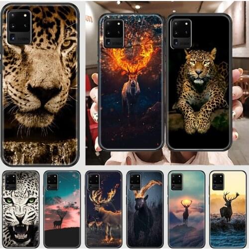 Leopard reindeer Phone case For Samsung Galaxy Note 4 8 9 10 20 S8 S9 S10 S10E S20 Plus UITRA Ultra black tpu coque pretty funda