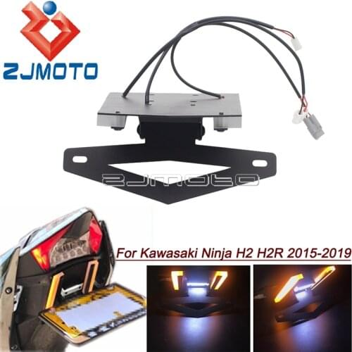 CNC LED Rear Fender Eliminator Kit For Kawasaki Ninja H2 H2R 2015-2019 Tail Tidy w/ License Plate Bracket Brake Signal Light