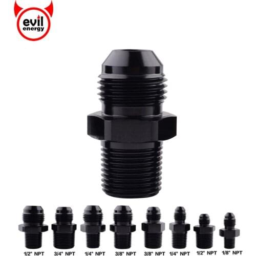 Evil energy Aluminum Male AN8 to 3/8" NPT AN8 to 1/4" NPT Straight Flare Pipe Thread Fittings Adaptor Hose Adapter Fitting Black