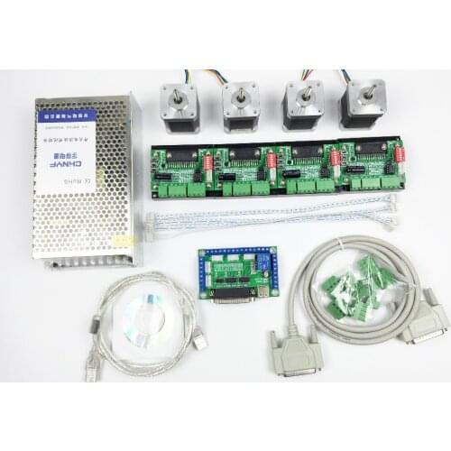 CNC Router mach3 4 Axis Kit, 4pcs TB6560 driver + 5 axis stepper motor controller + 4pcs nema17 1.8A motor +24V power supply