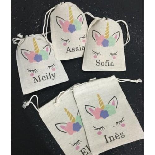Customize name unicorn kids birthday party Candy pouches thank you gift bags wedding Bachelorette Hangover recovery Survival Kit