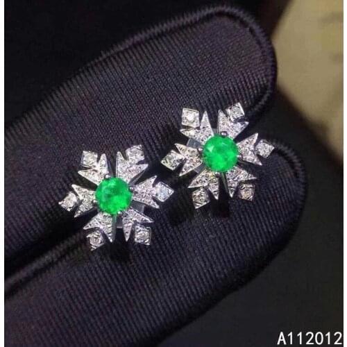 KJJEAXCMY fine jewelry natural Emerald 925 sterling silver classic girl earrings new Ear Studs support test hot selling