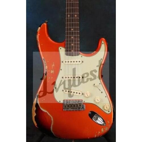 Lvybest logo,own designed shape,electric guitar own shape.chrome parts relics.painting color relics.cream plastic.free ship