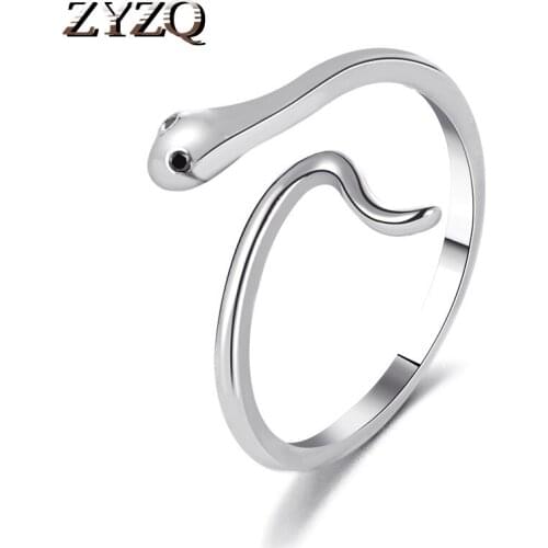 ZYZQ Neogoth Retro Copper Snake Women Ring Personality Male and Female Punk Wind Serpentine Ring Neutral Hip-Hop Styl Jewelry