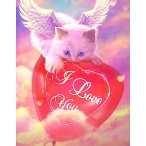 Full Cat Diamond Painting Kits Love Heart Diamond Dotz Mosaic Embroidery Picture Crystal Rhinestone Sticker Decal Wall Art Craft