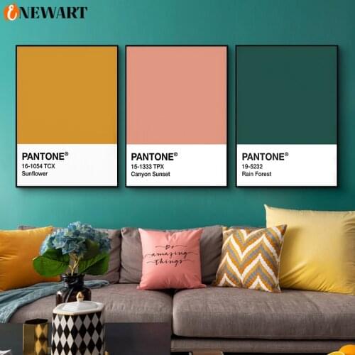 Pantone Color Wall Art Home Decor Wall Poster Pink Yellow Green Modern Canvas Painting for Living Room Decorative Home Design