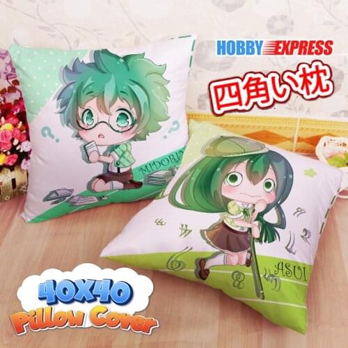 Hobby Express Izuku Midoriya Tsuyu Asui My Hero Academia 40x40cm Square Anime Dakimakura Throw Pillow Cover FBZ669