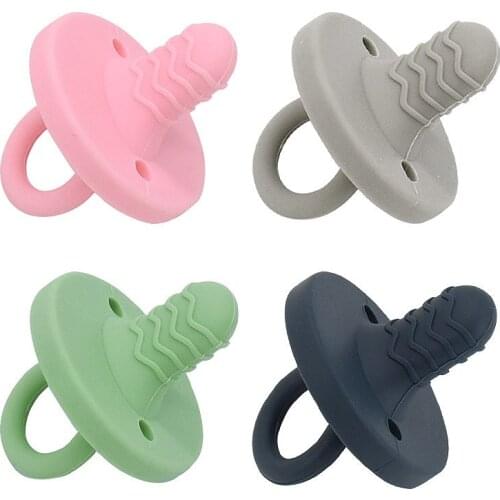 New BPA Free Silicone Infant Nipple Baby Teether Newborn Comfort Appease Nipple Flat Teat Pacifiers Baby Pacifier Accessories