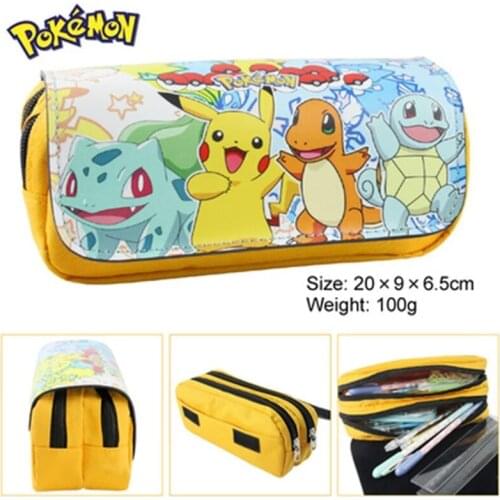 New Pokemon Pikachu Pencill Case School Cartoon Black Pen Bag School Supplies Stationery Schoolbag Birthday Party Gifts for Boys