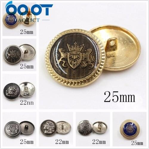 OOOT BAORJCT 177271,10pcs/Lot, 22/25mm High quality classic fashion metal buttons clothing accessories DIY handmade