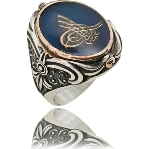 Original Hot Sale Rings Antique 925 Silver Men Ring Vintage Jewelry Arabic Letter Mens Islamic Turkish Zultanite Waav Muslim Ring