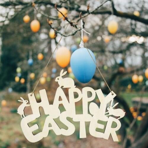 Easter Wood Ornaments Wooden Bunny Letter Eggs Slices Hanging Decor DIY Crafts Kids Gifts Happy Easter Party Decoration Supplies