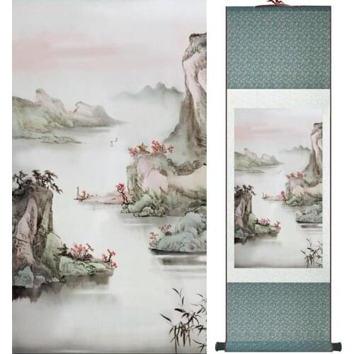 Landscape painting Home Office Decoration Chinese scroll painting mountain and River paintingPrinted painting042210