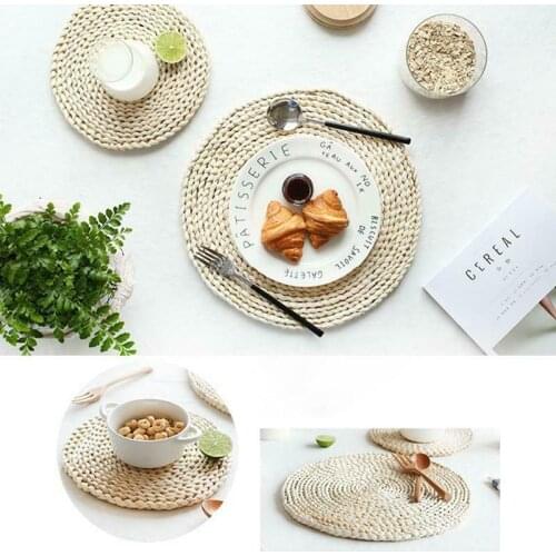 Corn fur woven Dining Table Mat Heat Insulation Pot Holder Round Coasters Coffee Drink Tea Cup Table Placemats Mug Coaster