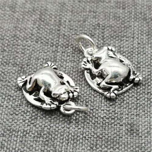 3 Pieces 925 Sterling Silver Frog Charms 3D w/ Coin Base for Bracelet Necklace