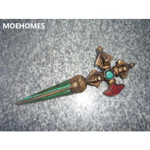 Rare old religious objects ---Buddha Vajra Dorje Kingkong Buddhist ritual apparatus, copper&turquoise , free shipping