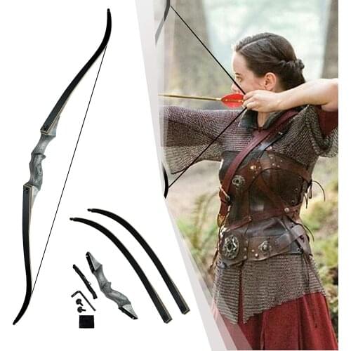 60inch 20-60lbs Archery Recurve Bow Black Hunter Bow Lamination Bow Limbs Right /Left Hand Outdoor Sports Hunting Accessories