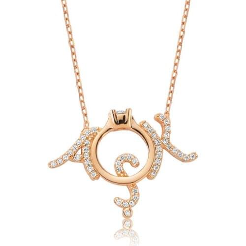 Silver Solitaire Love Women Necklace