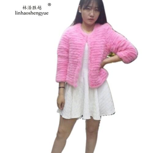 Linhaoshengyue Mink Weave a Brief Paragraph Natural Fur Coat