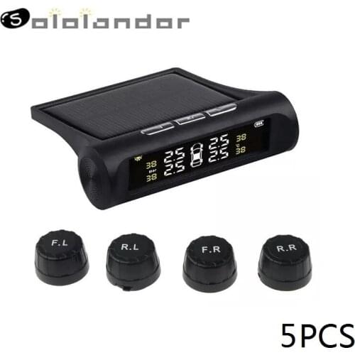 Original Solar TPMS Car Tire Pressure Alarm Monitor System Display Intelligent Temperature Warning Fuel Save with 4 Sensors tpms