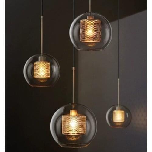 Nordic Modern Pendant Lights Loft Led Glass Ball Hanging Lamp Dining Room Industrial Decor Kitchen Fixtures Suspension Luminaire