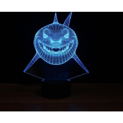 Horrifying shark shape 3d led night light/table lamp as 2017 latest gift for decorating living room and bedroom