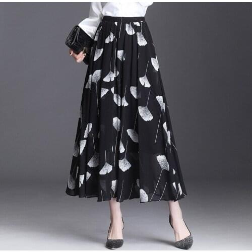 Women Pleated Tutu Tennis Beach Kawaii Skirt Jupe Punk Short Black Chiffon Print Leaves Floral Skirts High Waist Sexy Summer