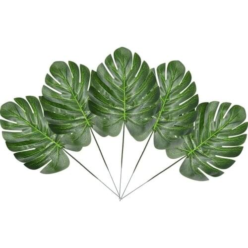 10pcs Total 30cm Artificial Green Leaf Tropical Palm Foliage Leaves Plant For Hawaiian Home Party Wedding Garden Decorations