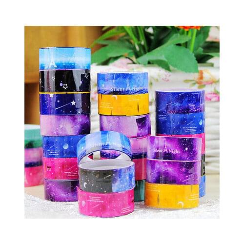 10 pcs/lot 1.5M Starry Sky Washi Pvc Roll DIY Decor Scrapbooking Sticker Masking Adhesive Tape