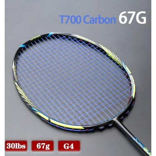 100% T700 Carbon Fiber Badminton Rackets Strung Professional Light Weight 7U 67G Training Racquet With Bags Speed Sports Adult