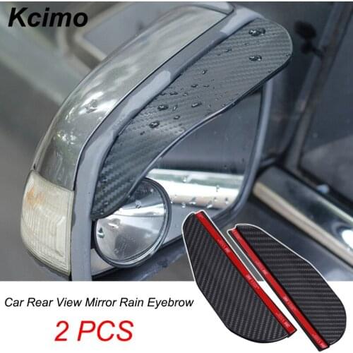 2 Pcs Car Rear View Mirror Rain Eyebrow Visor Carbon Fiber Look Sun Shade Snow Guard Weather Shield Cover Auto Accessories