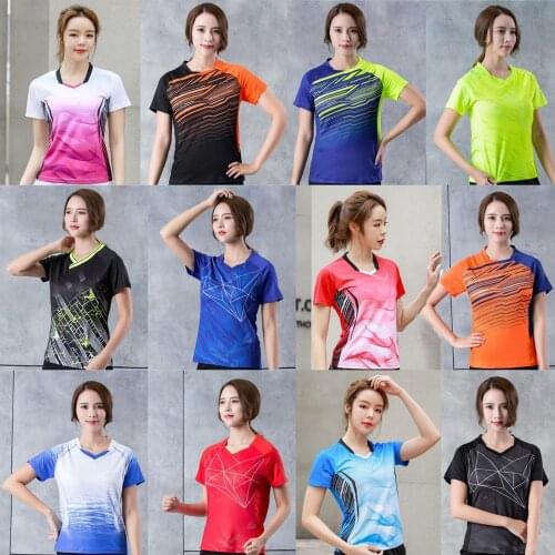 2020 Badminton shirts Women , sport shirt Tennis shirts For Girls , Female table tennis tshirt , Quick dry Ping Pong tshirts Kit