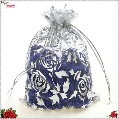 Flower Organza Bag 50PCs 13cmx18cm Wedding Decoration Supplies Gift Jewelry Organza Bags Christmas Gifts Package Bags 9ZSH335