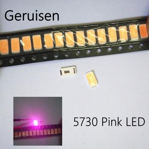 500PCS 5630/5730 SMD/SMT pink Color Surface Mount Diodes SMD SMT 5730 LED light Chip- (1.8~3.4V / ) Diodes Ultra Birght Led