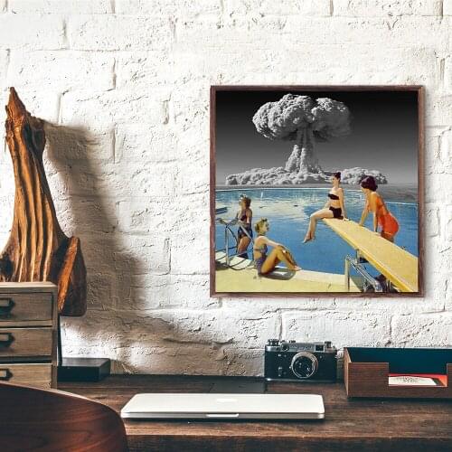 Girls By Pool Abstract Figure Canvas Painting Creative Colorful Wall Art Posters and Prints Picture Summer For Living Room Decor