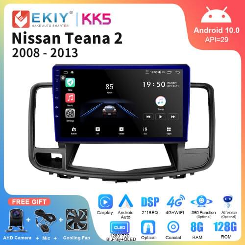 EKIY Car Multimedia Radio For Nissan Teana 2008-2013 Android 10.0 GPS Navigation Stereo Receiver Audio Video Player No DVD 2 Din