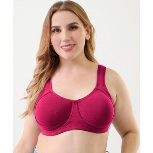 Wide Straps Underwire Full Cup High Impact Cotton Plus Size Sport Bra Push Up Minimizer Ultra-Thin Thick Women Underwear 120C D