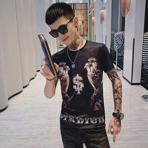 Camiseta Manga Corta Top Short Tee 2020 Summer Baroque Pantalon Moda Fashion Print T Shirt Club Party Cloth Homme Hombre
