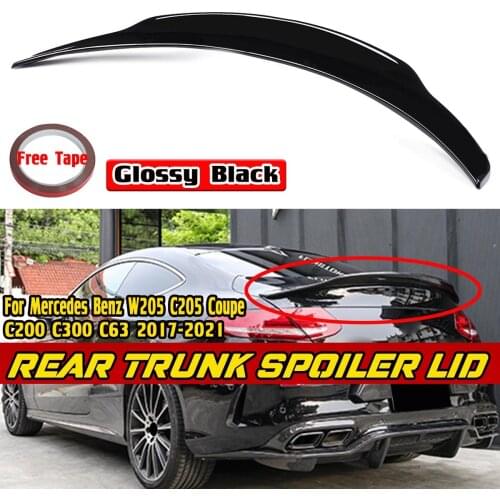 Black/Carbon Fiber Look Car Rear Trunk Boot Lip Spoiler Wing Lip For Mercedes For Benz W205 C205 Coupe C200 C300 C63 2017-2021